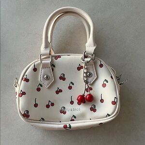 Cherry Print white  Handbag